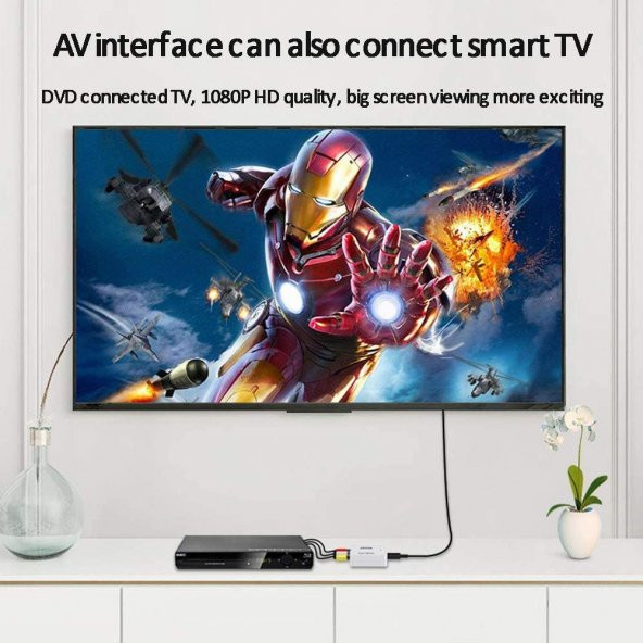 PrimeX PX-1225 AV to HDMI Görüntü Çevirici/Dönüştürücü 720P, 1080P (USB Enerji Kablo Dahil) - 5