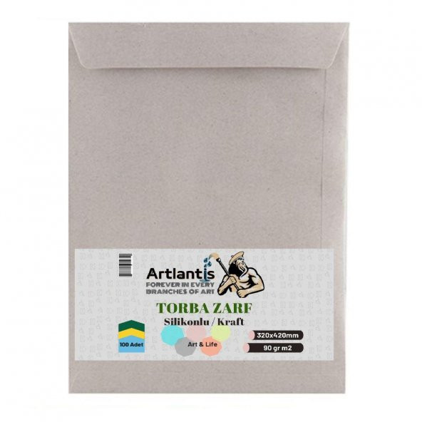 Torba Zarf 32x42 Cm Kraft 90 Gr Silikonlu 100lü 1 Paket Artlantis 320*420 Mm Torba Zarf Kraft 100 lü 1 Paket