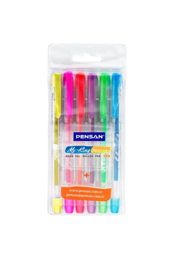 Pensan My-King Jel Tükenmez Kalem Neon Renk 6 Lı Pvc (24 Adet)