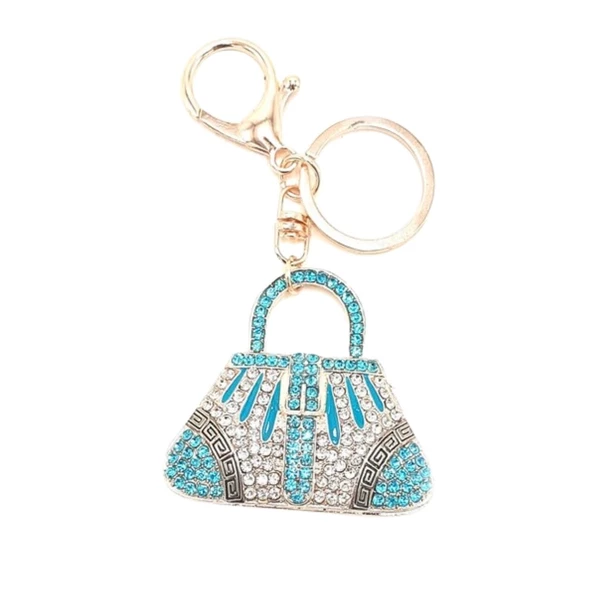 Kristal Taşlı Çanta Anahtarlık Mavi No.1 - Resim 5