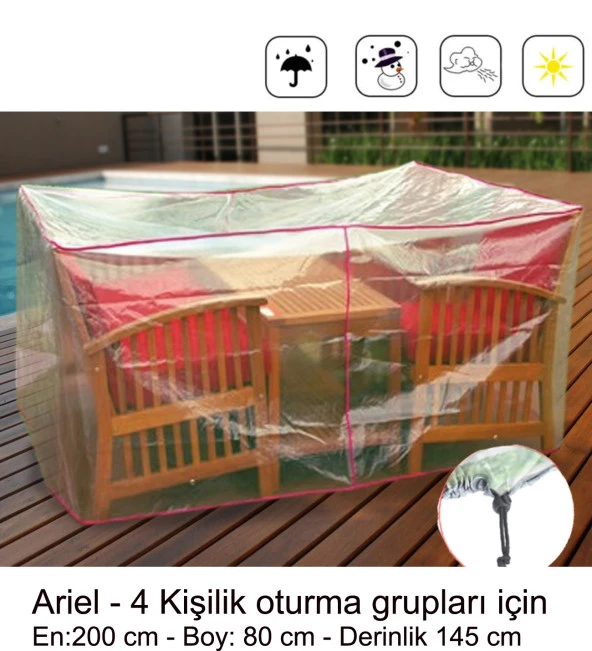 Bahçe Oturma Grubu Koruma Örtüsü - Ariel:200x145x80cm - 2