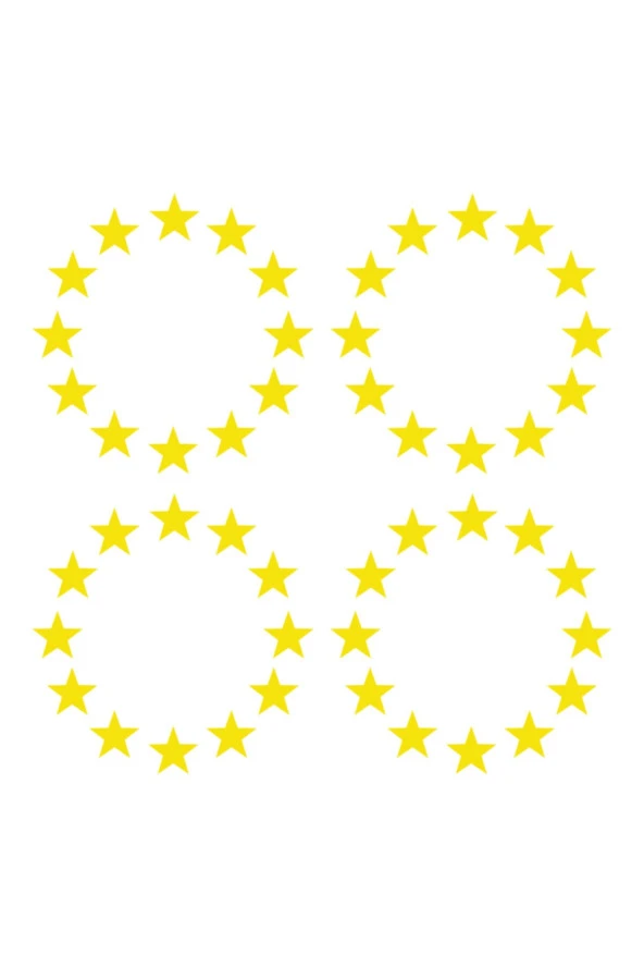 3 X 3 Cm Plaka Ab Yıldızı Sticker Oto Araba Sticker 4 Adet Sarı