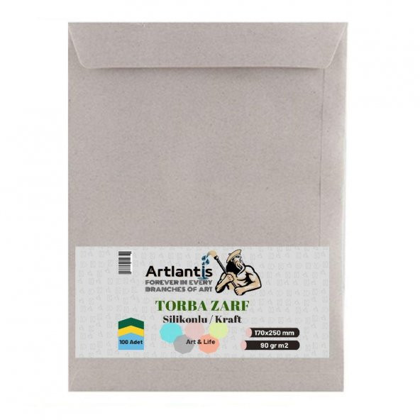 Torba Zarf 17x25 Cm Kraft 90 Gr Silikonlu 100lü 1 Paket Artlantis 170*250 Mm Torba Zarf Kraft 100 lü 1 Paket