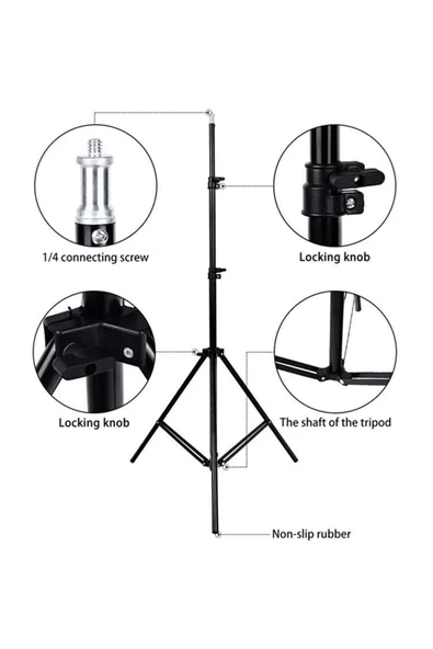 200 Cm Metal Tripod Fotoğraf Stüdyo Lamba Tutucu Lamba Işık Ayağı TripotTelefon Tutucu - 4