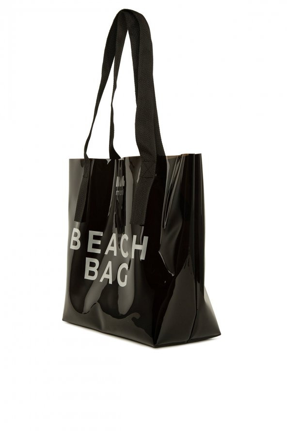 Bagmori Siyah Beach Bag Baskılı Şeffaf Plaj Çantası - 2