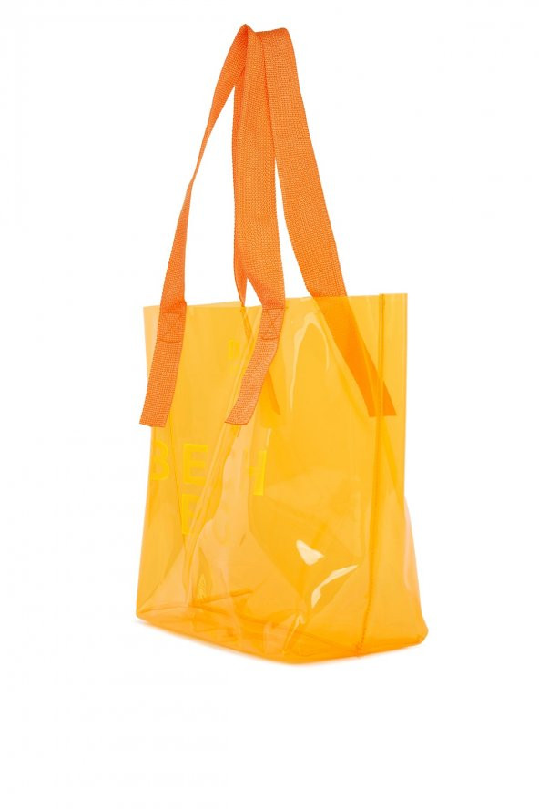 Bagmori Turuncu Beach Bag Baskılı Şeffaf Plaj Çantası - Resim 2