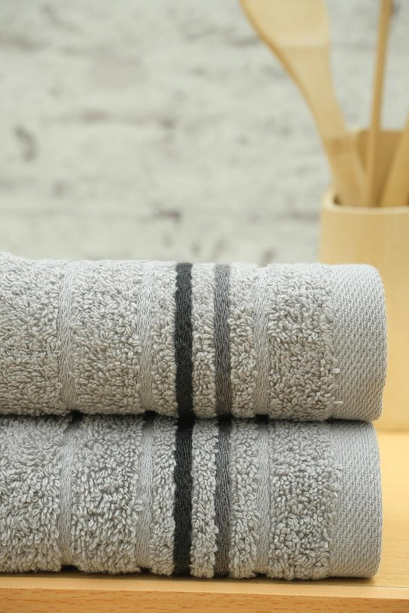 2li 30x50 Gri Renkli Bordürlü Mutfak Havlusu - 2