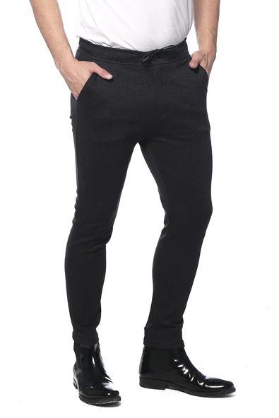 Erkek Slim Fit Beli Bağcıklı Fermuarlı Rahat Spor Jogger Pantolon