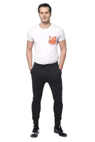 Erkek Slim Fit Beli Bağcıklı Fermuarlı Rahat Spor Jogger Pantolon - 5