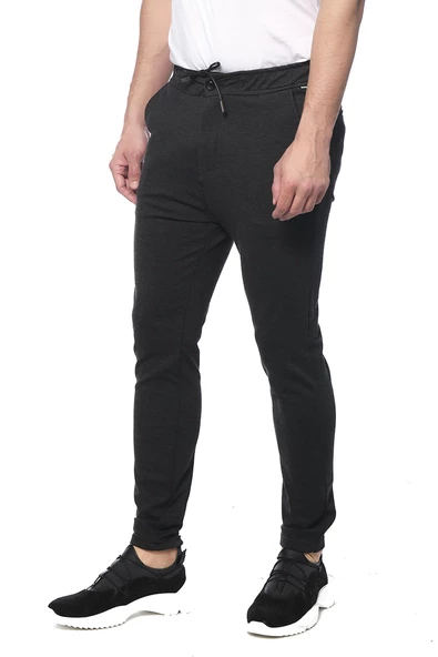 Erkek Slim Fit Beli Bağcıklı Fermuarlı Rahat Spor Jogger Pantolon - 7