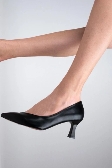 Oslo Siyah Kısa Kadeh Topuklu Stiletto Topuklu Ayakkabı - 3