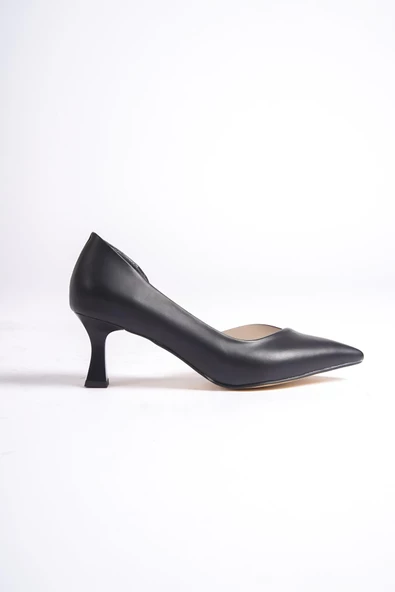 Oslo Siyah Kısa Kadeh Topuklu Stiletto Topuklu Ayakkabı - 4