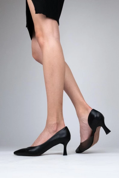 Oslo Siyah Kısa Kadeh Topuklu Stiletto Topuklu Ayakkabı - 2