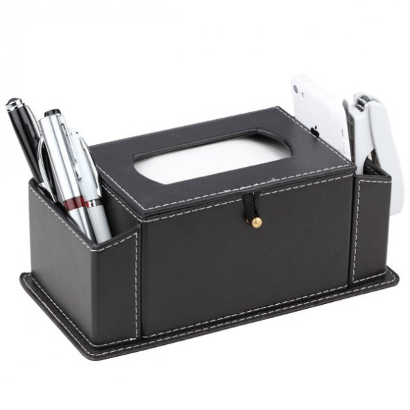 Egesta Suni Deri Masaüstü Kalemlik ve Mendil / Peçetelik Bölmeli Organizer Set