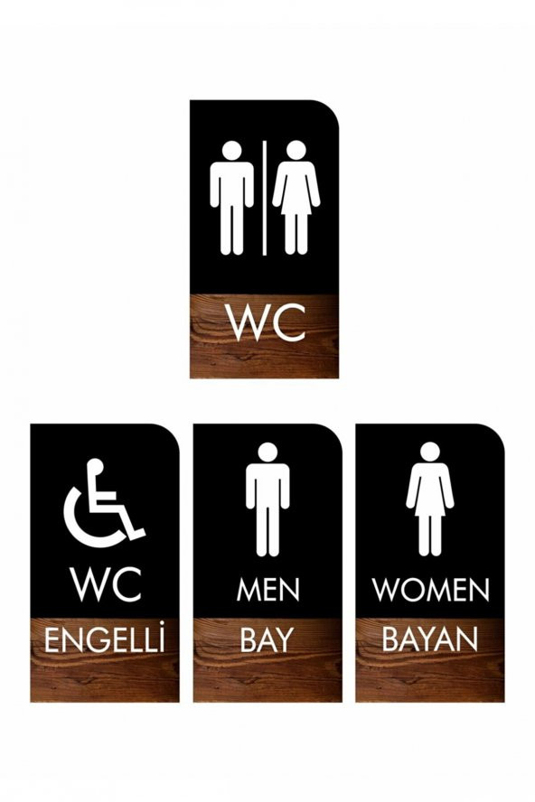 Egesta Wc Tuvalet Kapı Uyarı Yönlendirme Levhası 4lü Set 01