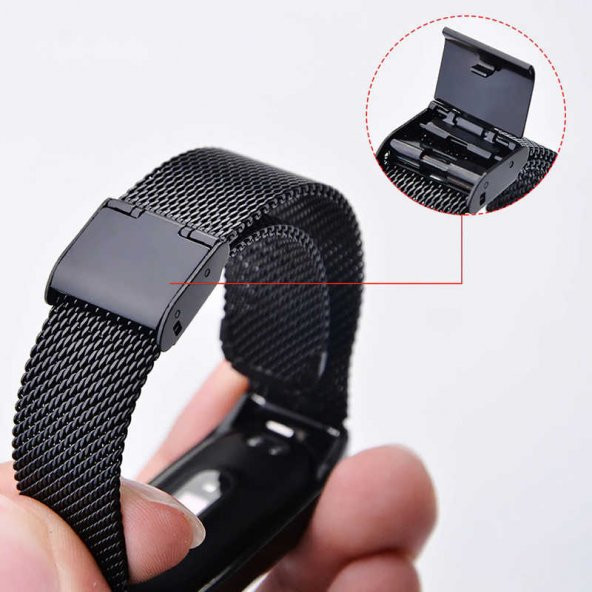 Xiaomi Mi Band 4 Mi Band 3 Kaliteli Metal Hasır Kordon Kayış - 3