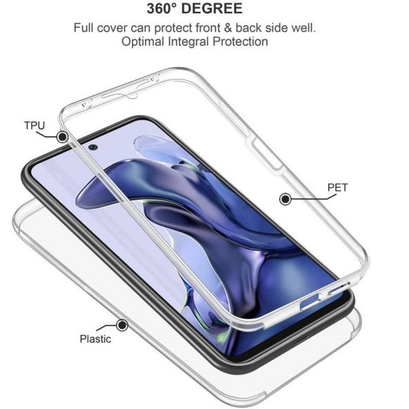 Xiaomi Redmi Note 11 360 Derece Şeffaf Silikon Kılıf Komple Koruma - 4