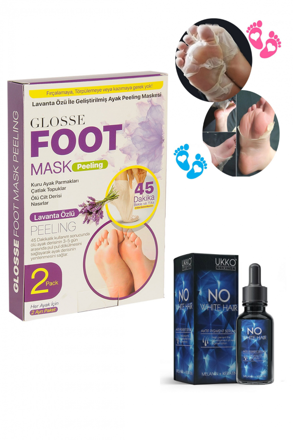 Glosse Foot Mask Lavantalı Ölü Ayak Derilerini Soyabilen Yenileyen Ayak Bakım /No White Hair Serumu