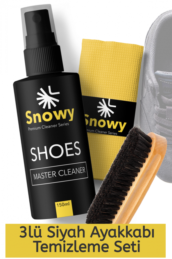 Snowy Shoes Temizleme Spreyi ile Fırça ve Finish Bezi 3lü Set