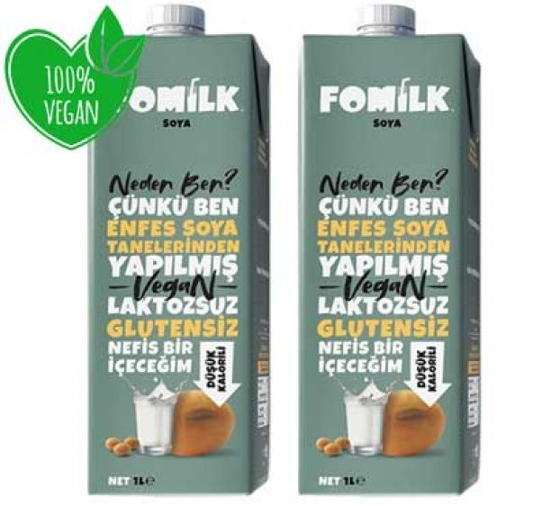 Fomilk Vegan Soya Sütü 1 Lt X 2 Adet