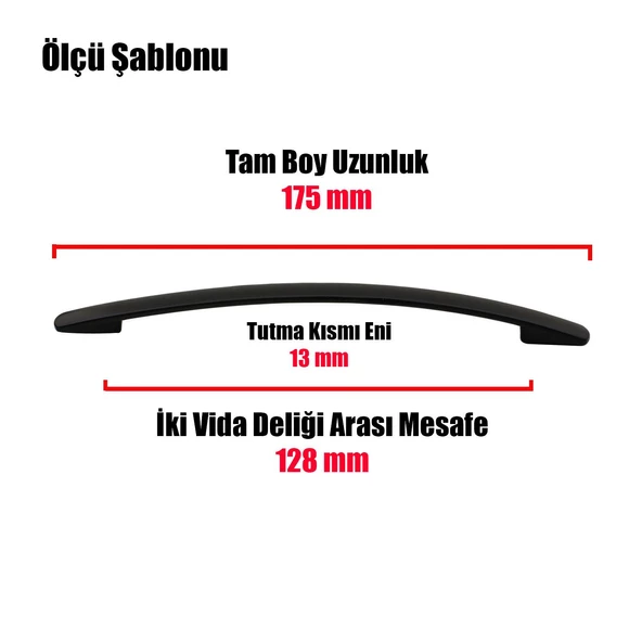 10 Adet Samuray Mobilya Mutfak Dolap Çekmece Dolabı Metal Siyah Kulpu Kulbu Kulpları 128 Mm-12.8 Cm - 3