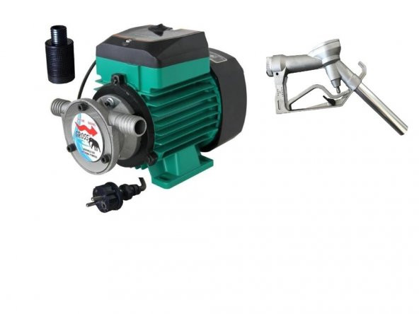 Gross 220 Volt 3/4" Sıvı Aktarma Yağ Mazot Su Süt Aktarma Pompası ve Manuel Sıvı Aktarma Tabancası