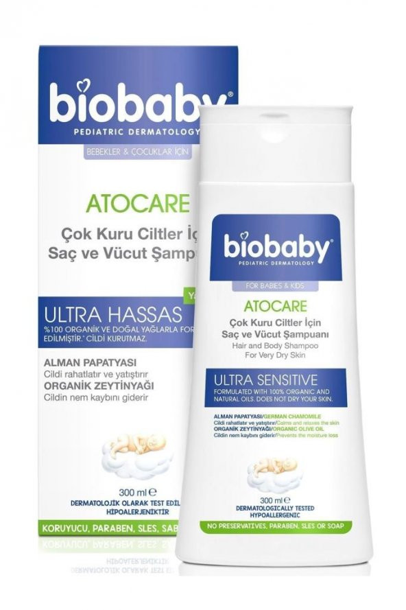 Biobaby Atocare Çok Kuru Ciltler Için Saç Ve Vücut Şampuanı 300ml
