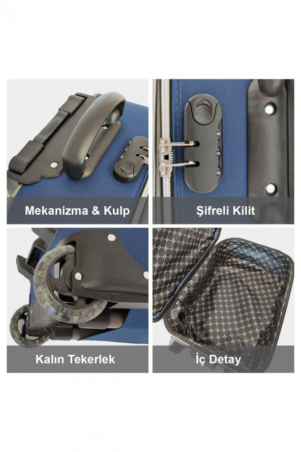BEYDA CAPTİVA Kumaş Iki Teker Siyah 3lü Valiz Set - 2