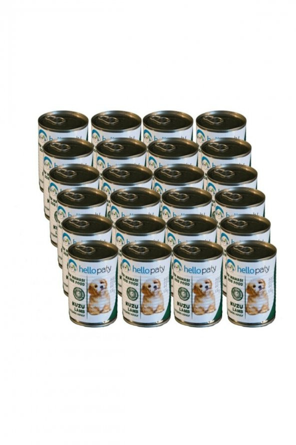 24 Adet 415 gr Yetişkin Kuzu Etli Mama 24lü Yaş Konserve Köpek Maması 24-Adet-HelloPaty-Köpek-Kuzu - 2