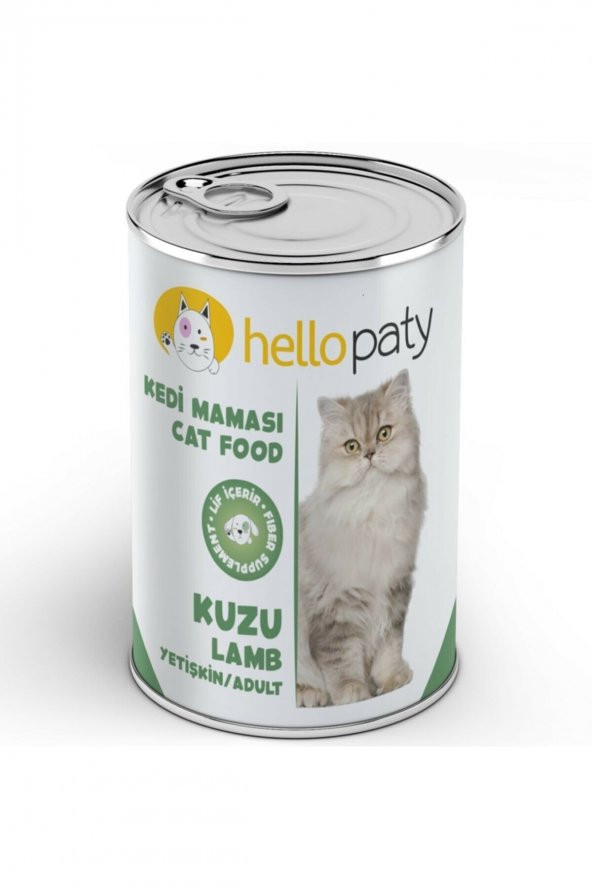 24 Adet 415 Gr Yetişkin Kuzu Etli Mama 24lü Yaş Konserve Kedi Maması 24-ADET-HELLO-PATY-KEDİ-KUZU - 2