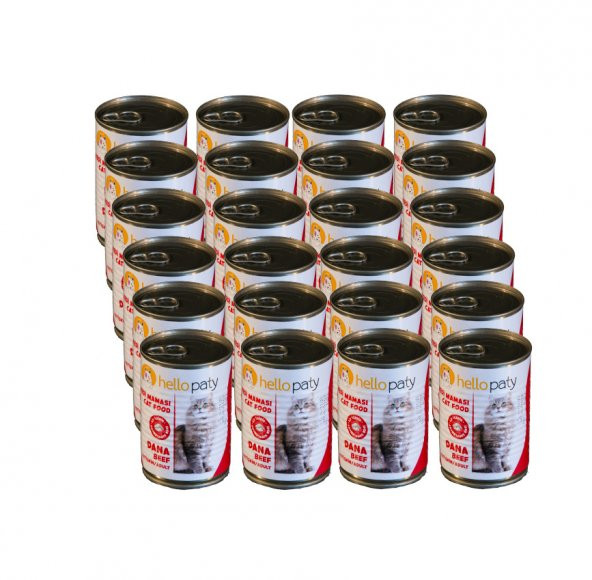 Hello Paty Kedi Maması Dana Etli ( 24 Lü 415 Gr ) Yaş Mama Konserve Tahılsız 100 Hayvansal ürün - 2