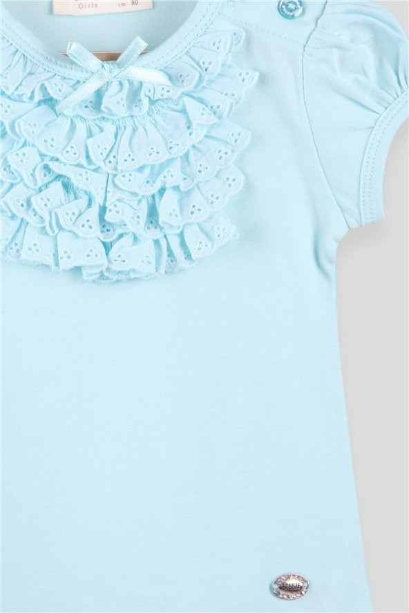 Kız Bebek Tişört Güpürlü Turkuaz Soft Giyim (9 Ay-2 Yaş)