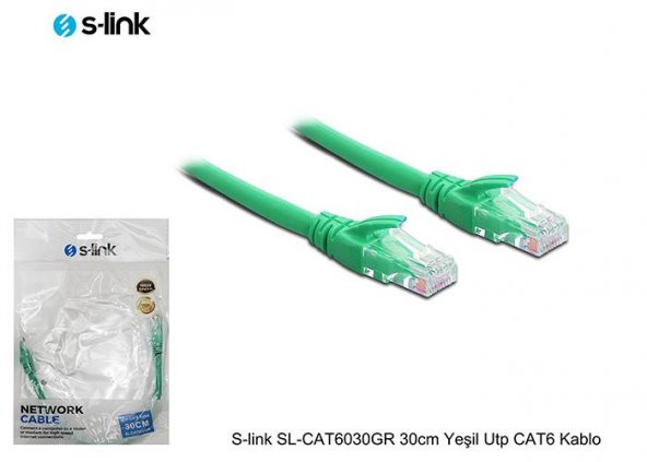 S-link SL-CAT6030GR 30cm Yeşil Utp CAT6 Kablo - 2