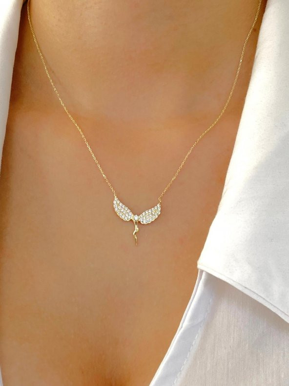 14 Ayar Altın İyilik Meleği Melek Kolye - Resim 2