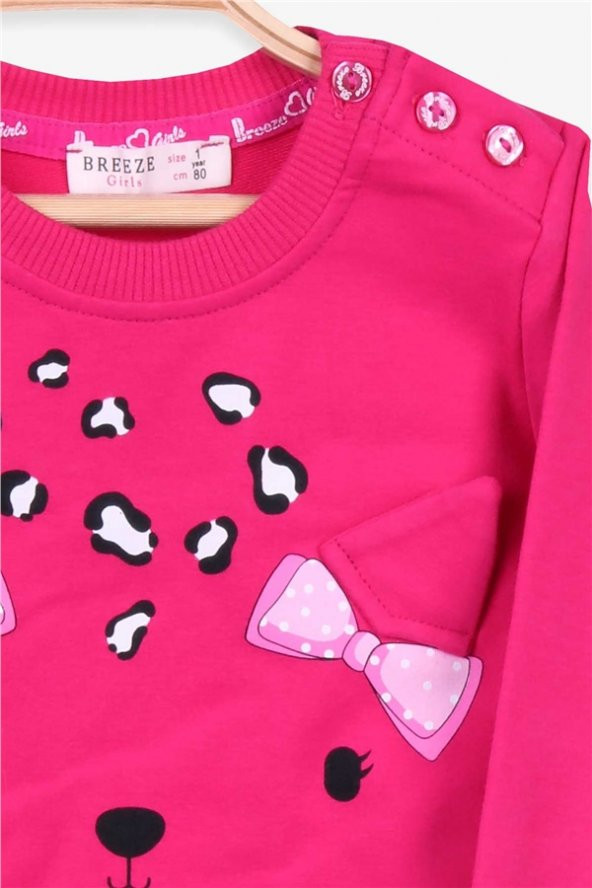 Kız Bebek Eşofman Takımı Leoparlı Fuşya Soft Giyim (9 Ay-3 Yaş)