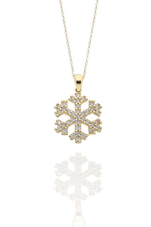 14 Ayar Altın Klasik Kar Tanesi Kolye - Resim 2