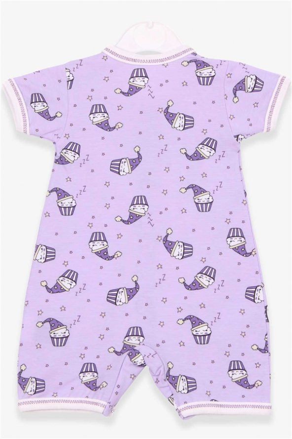 Kız Bebek Şort Tulum Uykucu Kek Desenli Eflatun Modi (0-3 Ay-9 Ay) - 2