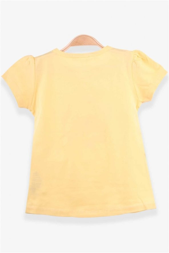 Kız Çocuk Tişört Pullu Kelebek Baskılı Sarı (3-8 Yaş)