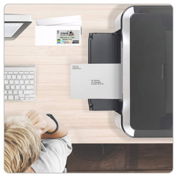 Diplomat Zarf Pencereli 10.5x24 Cm Beyaz 90 Gr Silikonlu 25li 1 Paket Artlantis 105*240 Mm Para Zarfı Beyaz 25 li 1 Paket - 4