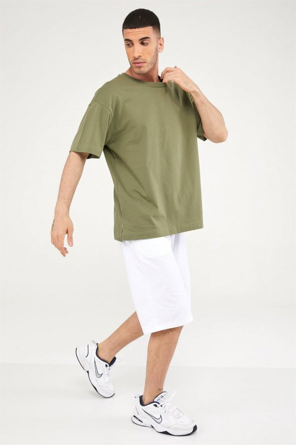 Oversize Erkek Tshirt-HAKİ - 2