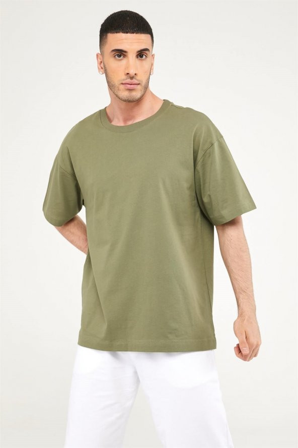 Oversize Erkek Tshirt-HAKİ - 6