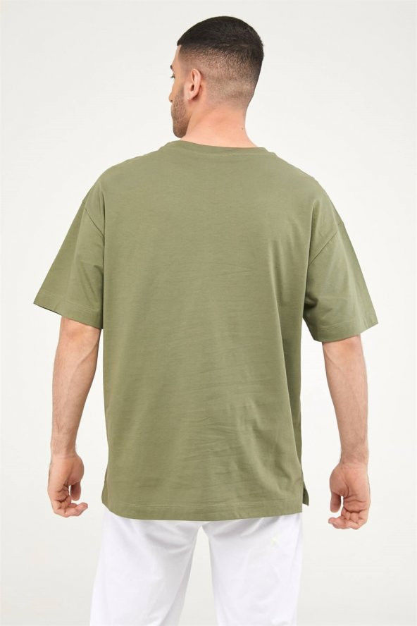 Oversize Erkek Tshirt-HAKİ - 7