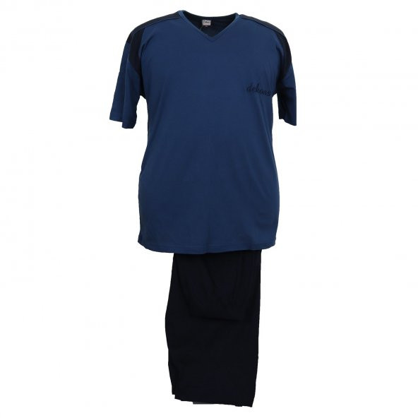 Erkek Büyük Beden Battal Boy Süprem V Yaka-Kapri Takımı - 4