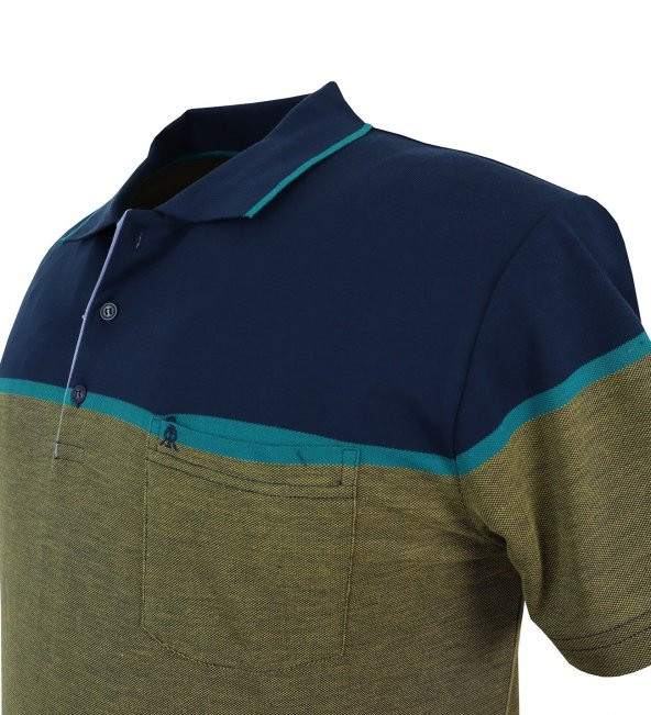 Büyük Beden Erkek Tişört Panolu Pike Polo Yaka Cepli - 10