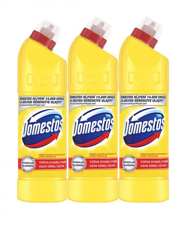 Domestos Çamaşır Suyu 750 ml Limon Ferahlığı, 3 lü