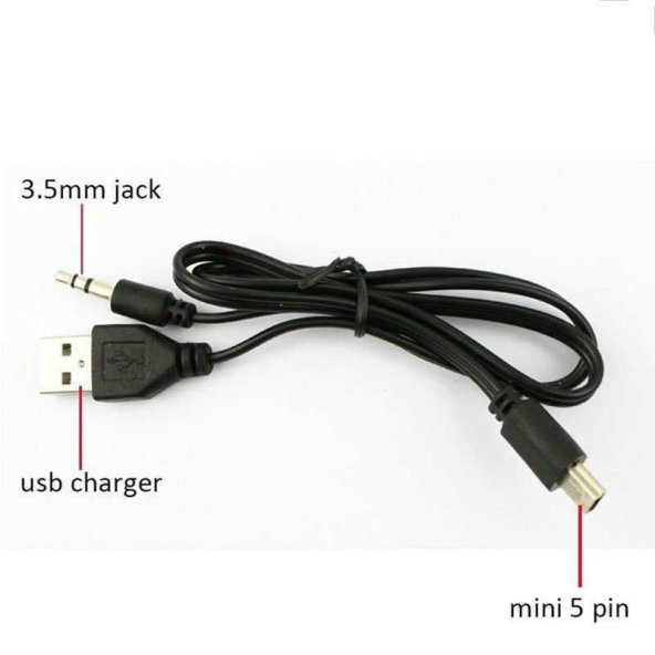 Bluetooth Speaker,Mp3 İçin 5pin Mini USB ile 3.5mm AUX jak Erkek 45cm Uzunluk - 2