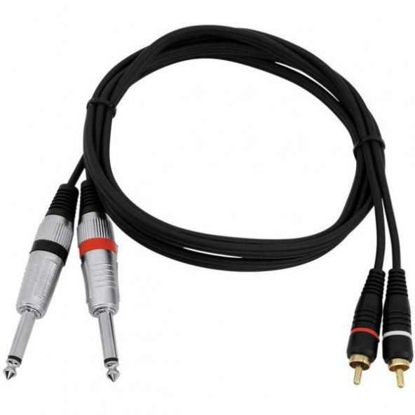 2 Rca Erkek-2 6.3 mm Erkek Kablo 1 metre - 1