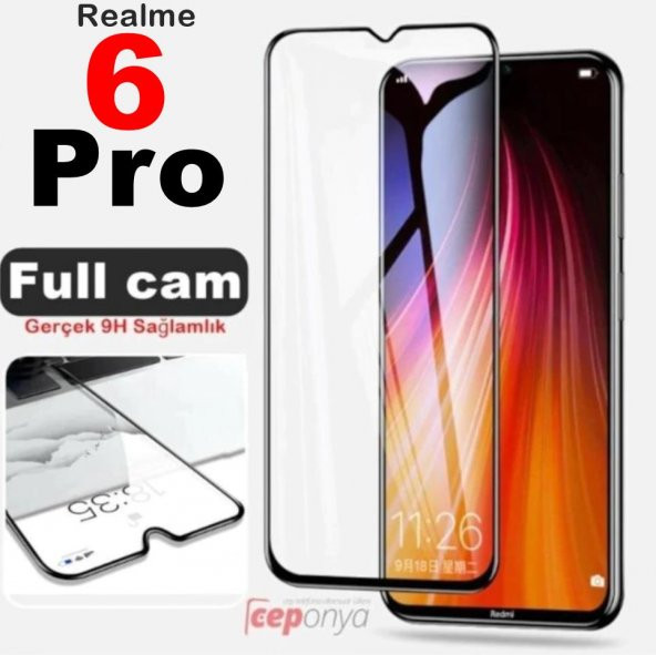 Realme 6 Pro Kırılmaya Dayanıklı Ekranı Tam Kaplayan Cam Koruyucu