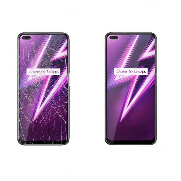 Realme 6 Pro Kırılmaya Dayanıklı Ekranı Tam Kaplayan Cam Koruyucu - 6