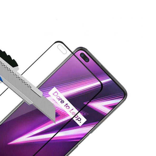 Realme 6 Pro Kırılmaya Dayanıklı Ekranı Tam Kaplayan Cam Koruyucu - 9